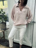 Bluse i vaflet bomull - Rose