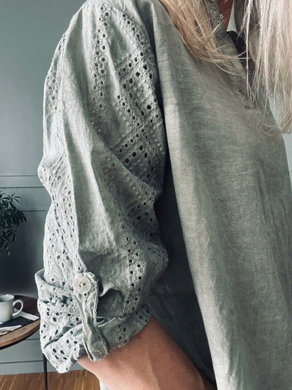 Bluse – Kaki Cold Wash - VIAMAJA.DK