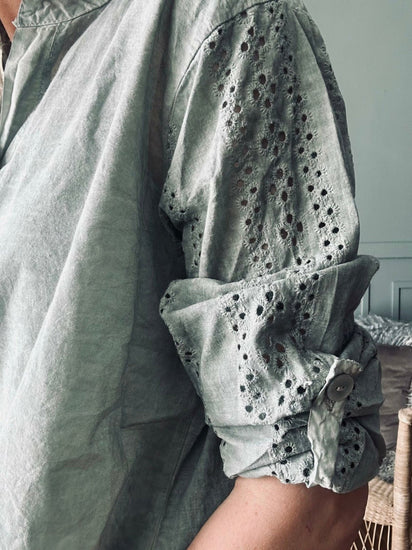Bluse – Kaki Cold Wash - VIAMAJA.DK