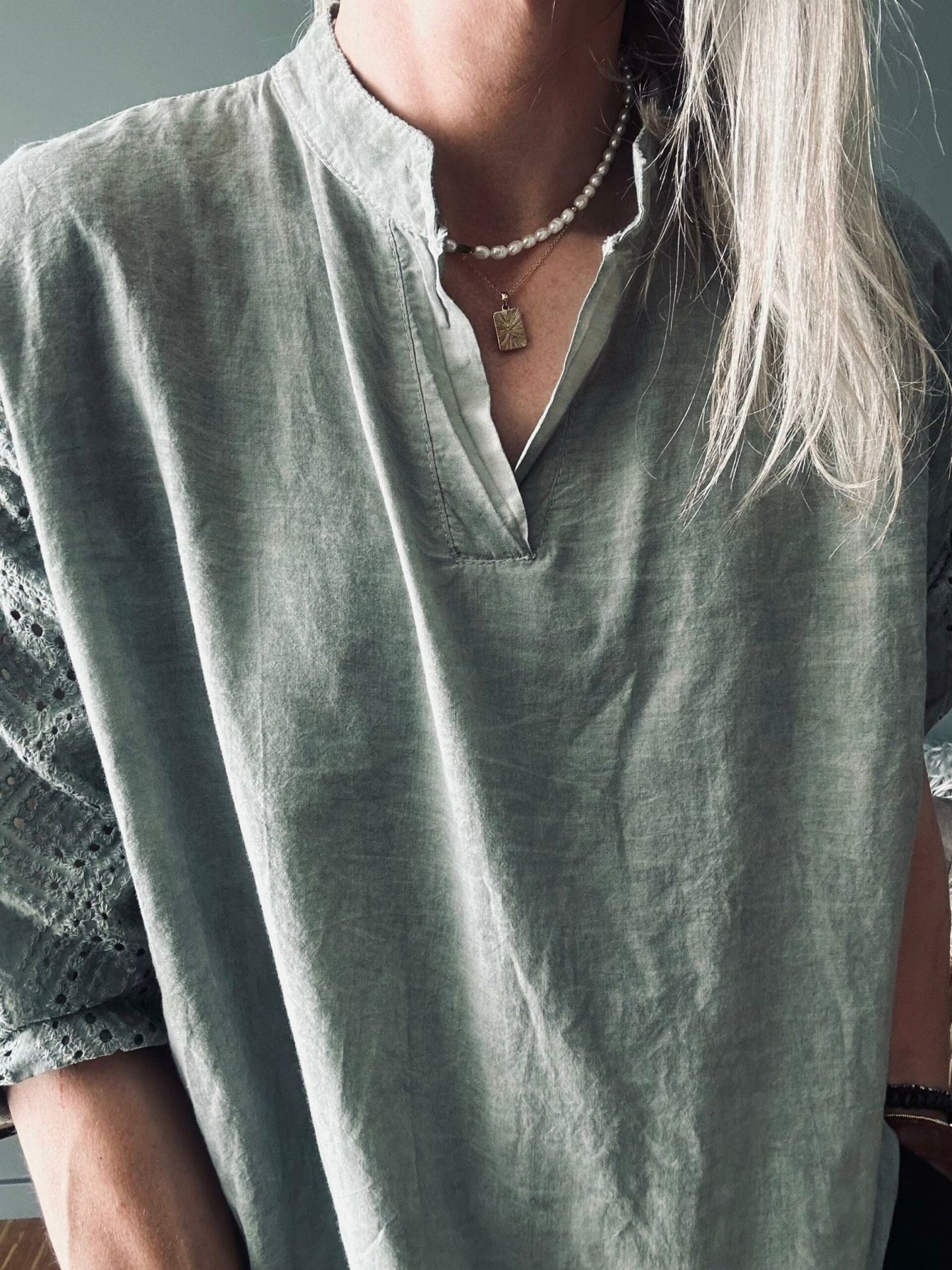 Bluse – Kaki Cold Wash - VIAMAJA.DK