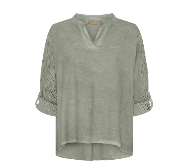 Bluse – Kaki Cold Wash - VIAMAJA.DK