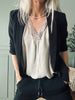 Bluse med blonder – Beige oversize
