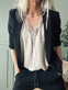 Bluse med blonde – Beige oversize - VIAMAJA.DK