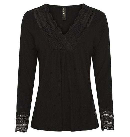 Bluse med blonde – Black - VIAMAJA.DK