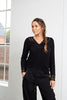 Bluse med blonde – Black