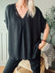 Bluse med blonde – Black oversize - VIAMAJA.DK