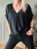 Bluse med blonder – Black oversize
