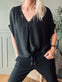 Bluse med blonde – Black oversize - VIAMAJA.DK