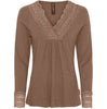Bluse med blonder – Brown