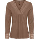 Bluse med blonde – Brown - VIAMAJA.DK