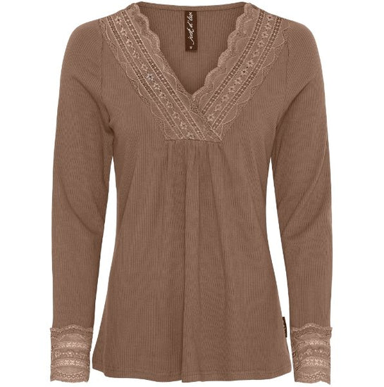 Bluse med blonde – Brown - VIAMAJA.DK