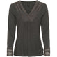 Bluse med blonde – Dark grey - VIAMAJA.DK
