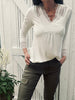Bluse med blonde – White