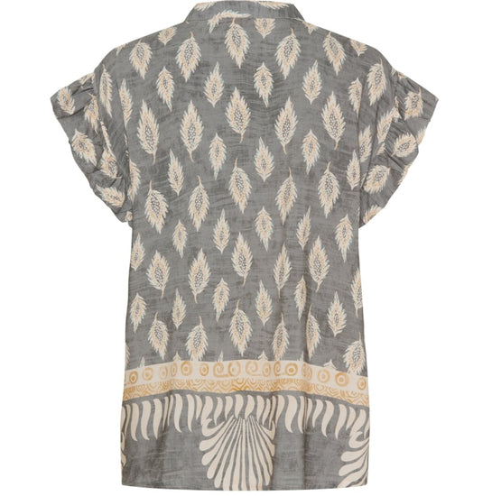 Bluse med flæsekant – Grey Nadia - VIAMAJA.DK