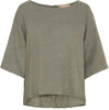 Bluse med knapper – Soft military linmix
