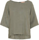 Bluse med knapper – Soft military hørmix - VIAMAJA.DK