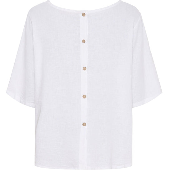 Bluse med knapper – White hørmix - VIAMAJA.DK