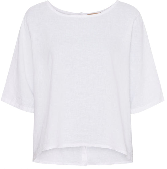 Bluse med knapper – White hørmix - VIAMAJA.DK