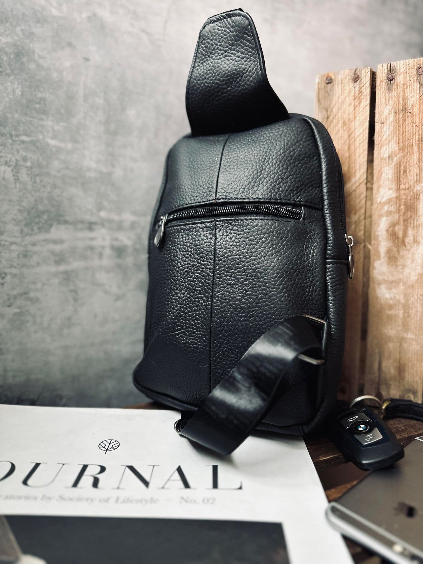 Bodybag Black leather - VIAMAJA.DK