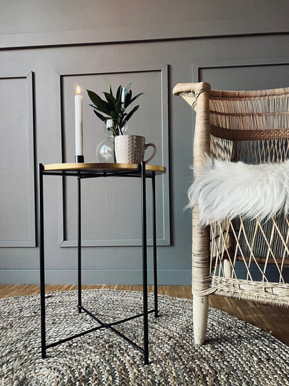 Bord i sort og guld metal - Ø 35cm - VIAMAJA.DK