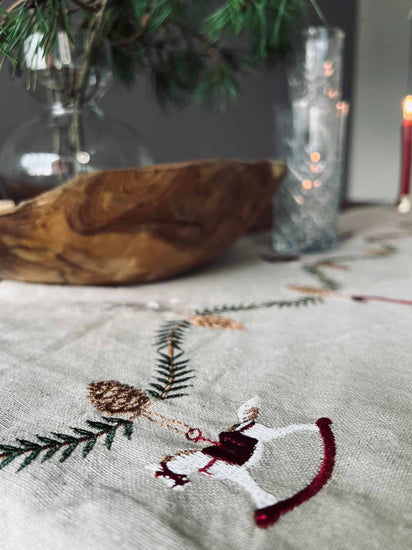 Bordløber Jul - Hør 35x160cm - VIAMAJA.DK