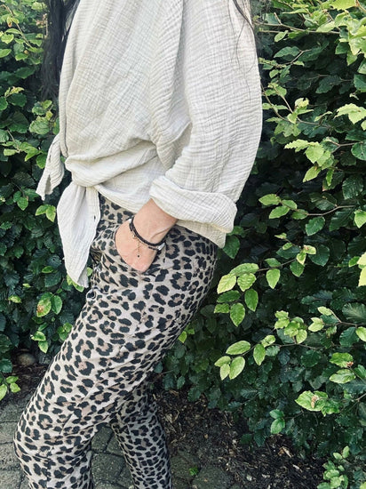Bukser Leopard med stretch - Taupe - VIAMAJA.DK