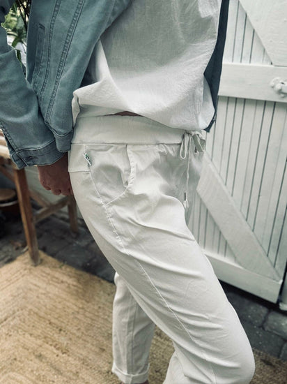 Bukser m. stretch - White plus onesize 40 - 48 - VIAMAJA.DK