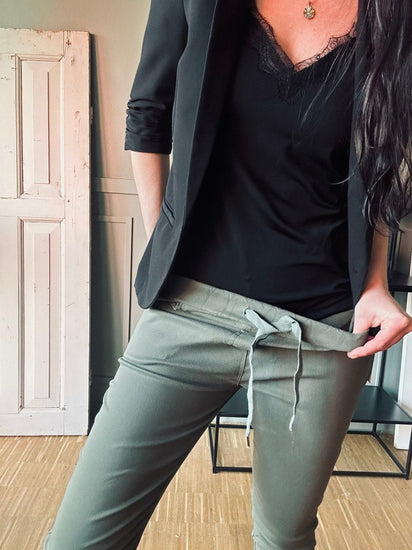 Bukser med stretch – Kaki - VIAMAJA.DK