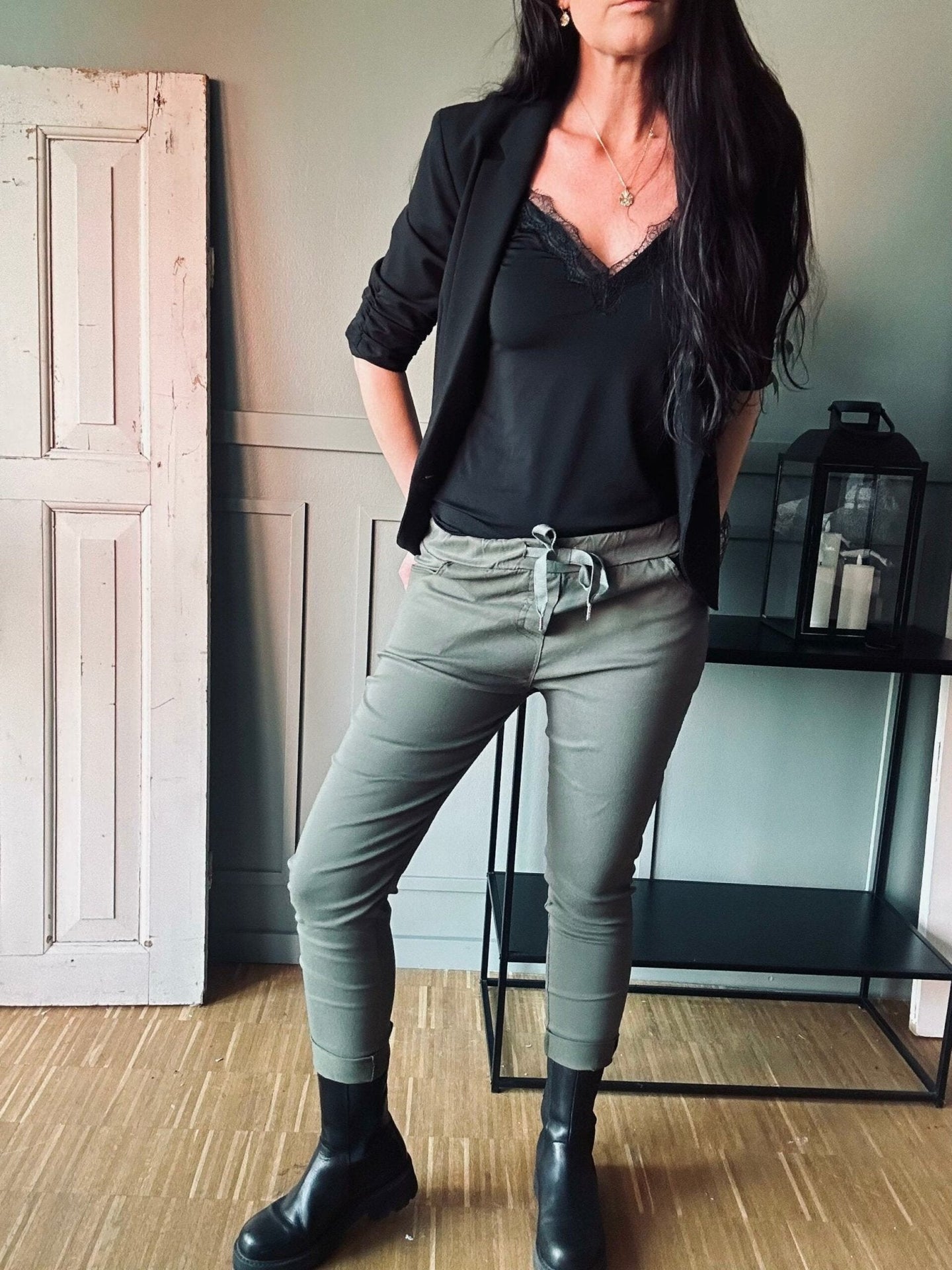 Bukser med stretch – Kaki - VIAMAJA.DK