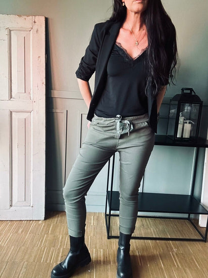 Bukser med stretch – Kaki - VIAMAJA.DK