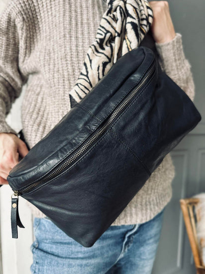 Bumbag Big Leather - Black - VIAMAJA.DK