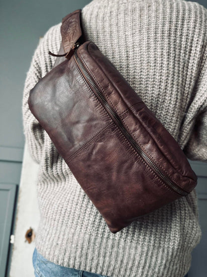Bumbag Big Leather - Dark cognac - VIAMAJA.DK