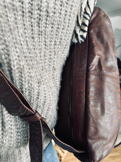 Bumbag Big Leather - Dark cognac - VIAMAJA.DK