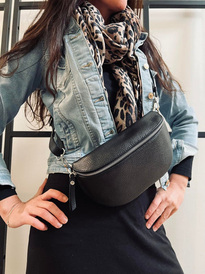 Bumbag Black leather - VIAMAJA.DK