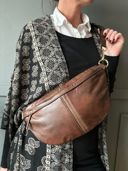 Bumbag m. kontrast - Dark cognac - VIAMAJA.DK