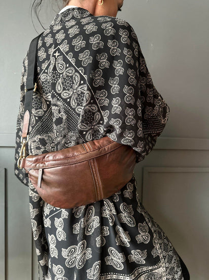 Bumbag m. kontrast - Dark cognac - VIAMAJA.DK