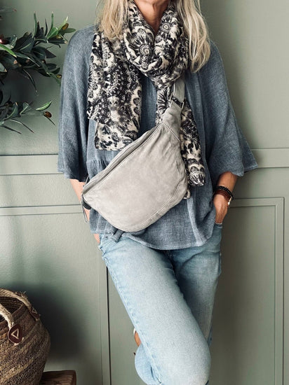 Bumbag silver grey leather - VIAMAJA.DK