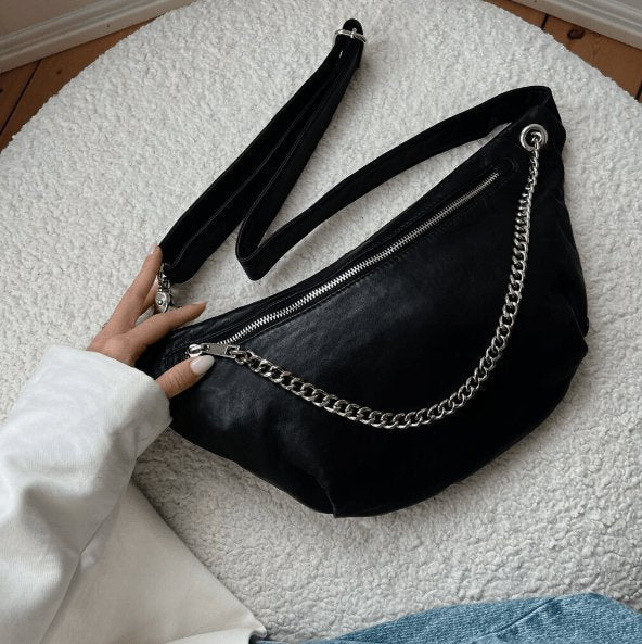 Bumbag Trendy black leather - VIAMAJA.DK
