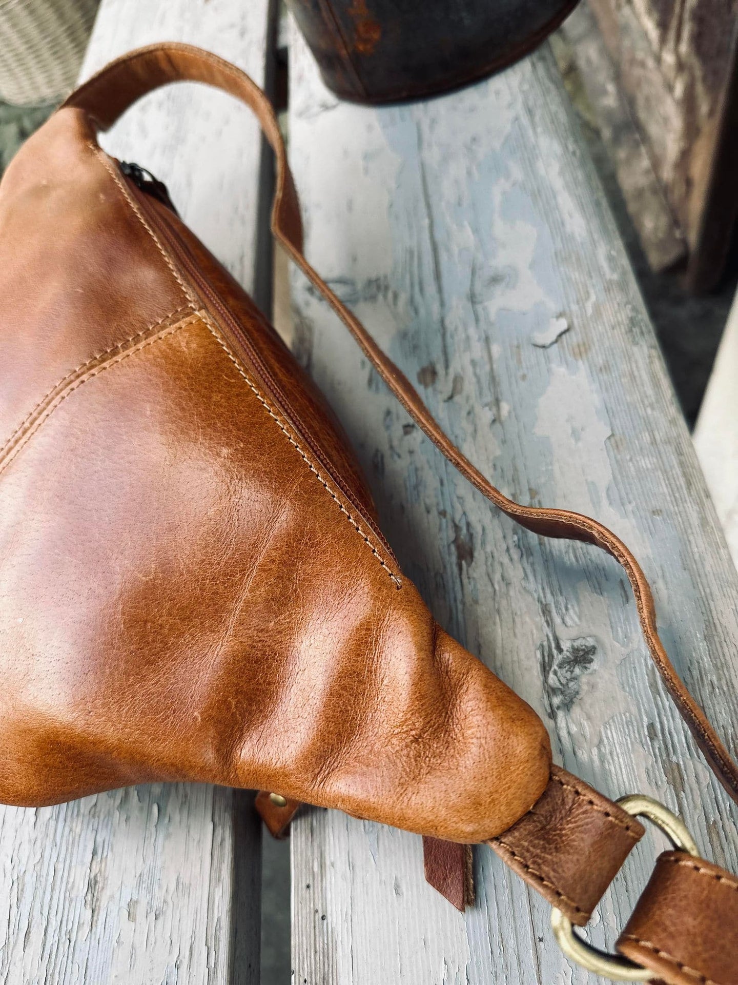 Bumbag TRIP - Cognac bøffellæder - VIAMAJA.DK
