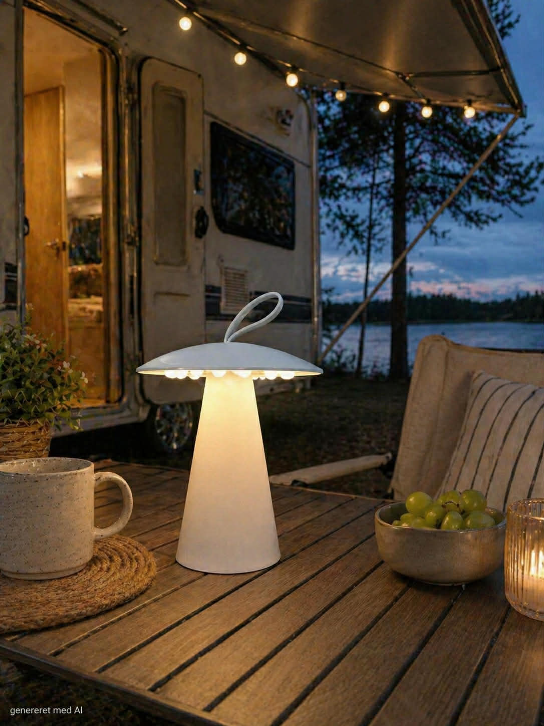 LED Bordlampe oppladbar – Hvit - Fungerer inne og ute