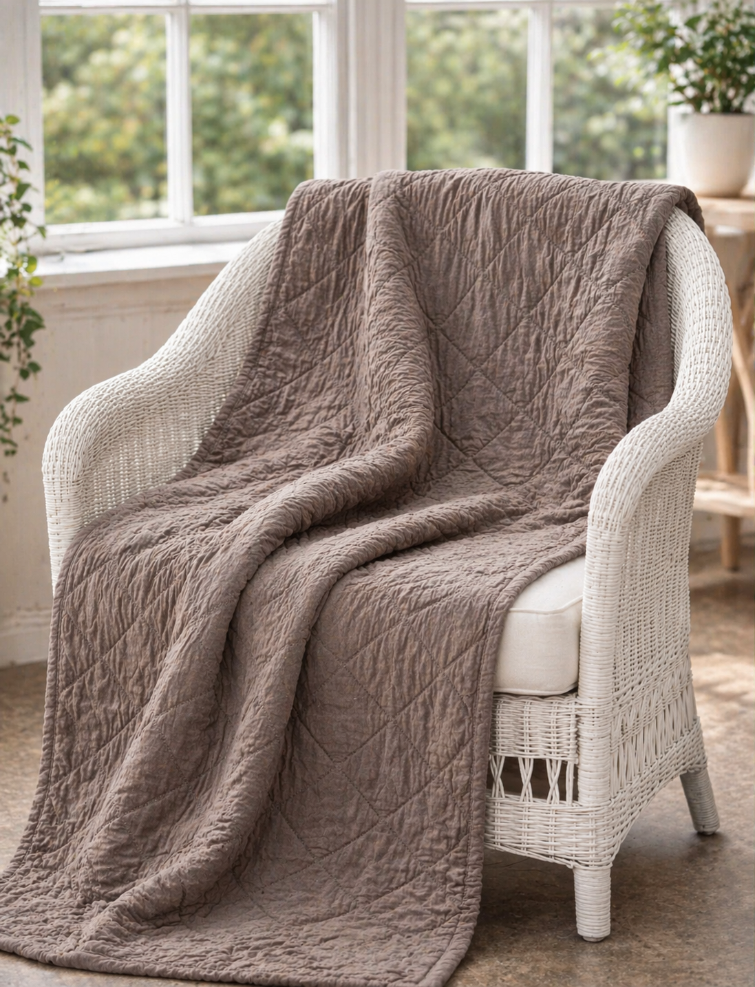Plaid Quilt - Brown Stonewashed
