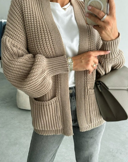 Cardigan Emma dark beige - VIAMAJA.DK