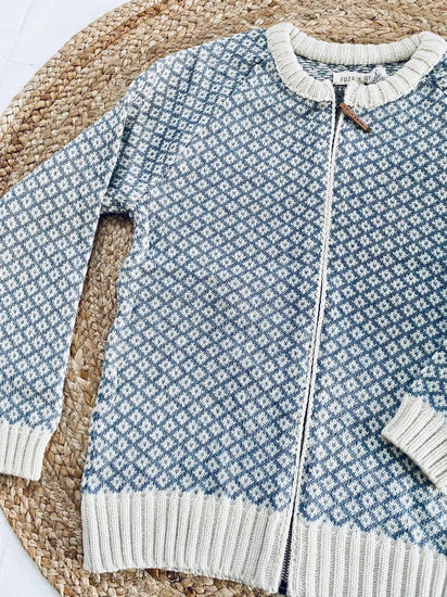Cardigan i merinould – Iris blue XL - VIAMAJA.DK