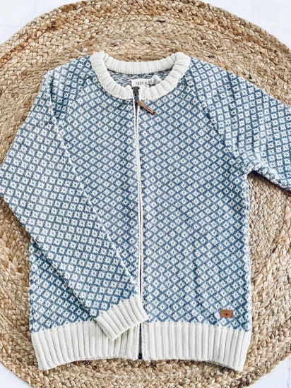 Cardigan i merinould – Iris blue XL - VIAMAJA.DK