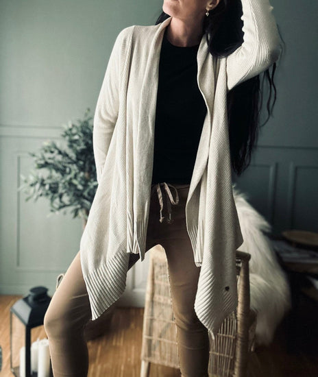 Cardigan Long style – Beige - VIAMAJA.DK