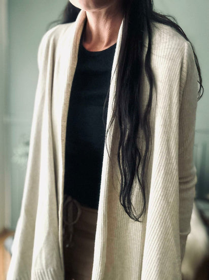 Cardigan Long style – Beige - VIAMAJA.DK