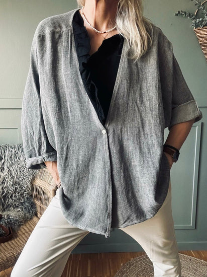 Cardigan Stone hørmix - VIAMAJA.DK