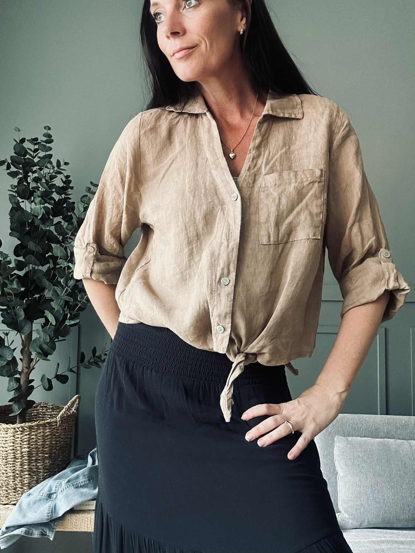 Skjorte NALA camel - 100% lin