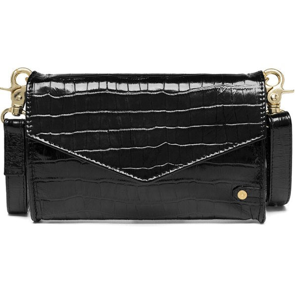 Clutch Croco Black leather - VIAMAJA.DK
