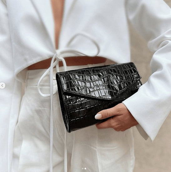 Clutch Croco Black leather - VIAMAJA.DK